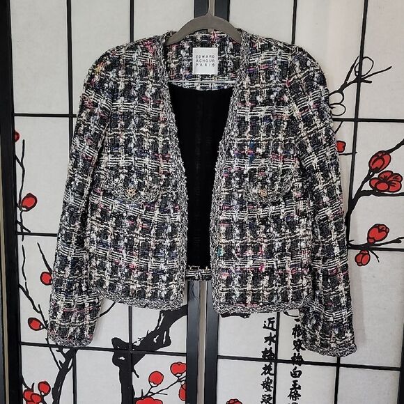 Edward Achour Paris Cropped Tweed Jacket - Picture 2 of 16